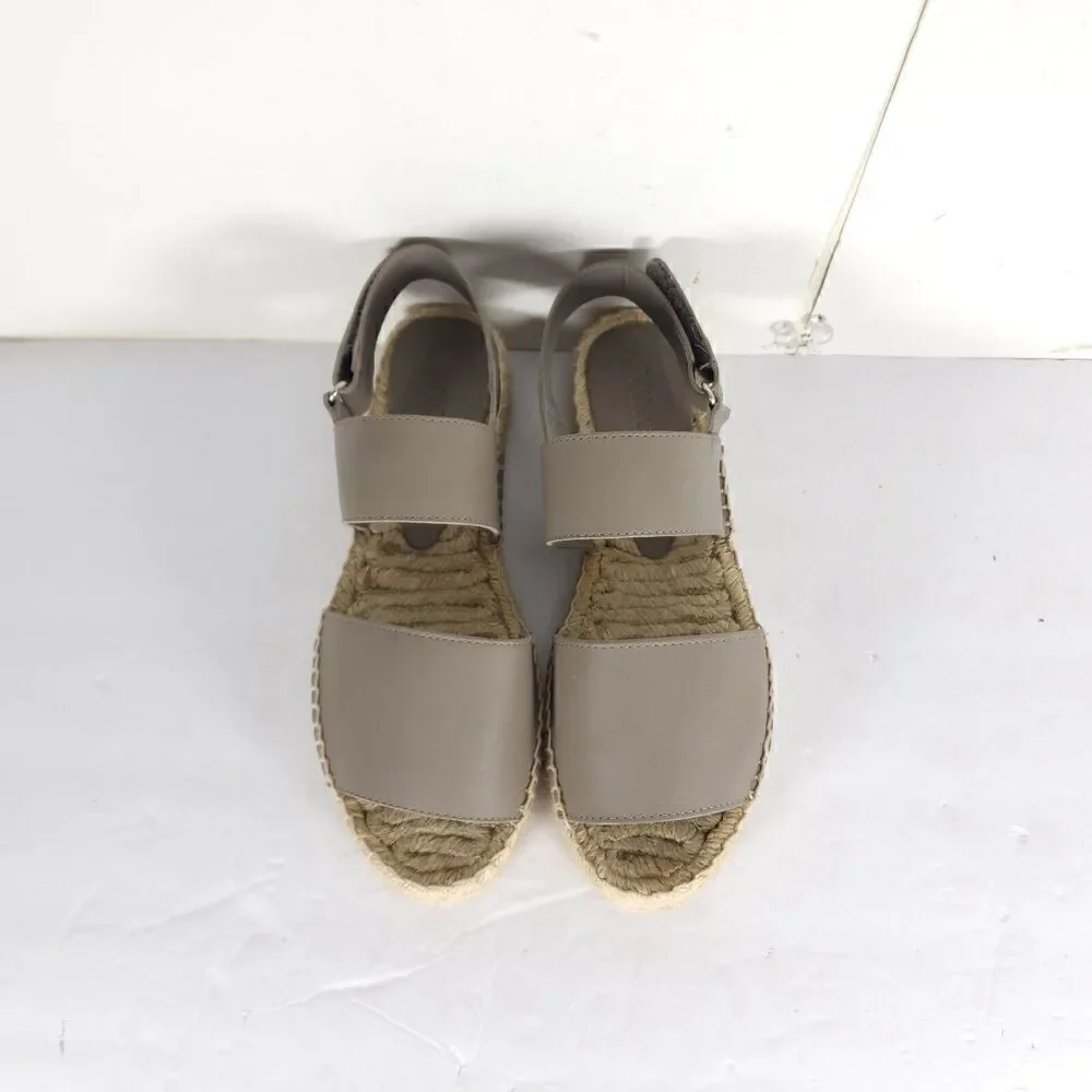Vince Women's Emilia US 6M Taupe Leather Platform Espadrille Slingback sandals